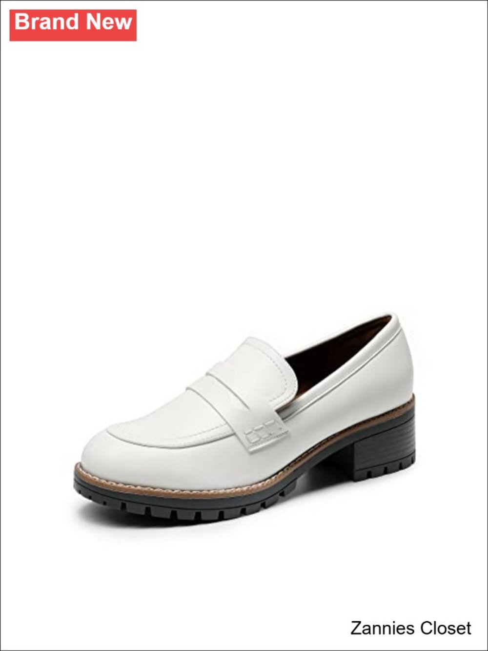 ✨ DREAM PAIRS Women's Penny Chunky Loafers Work Shoes PU Almond Toe Slip-On
